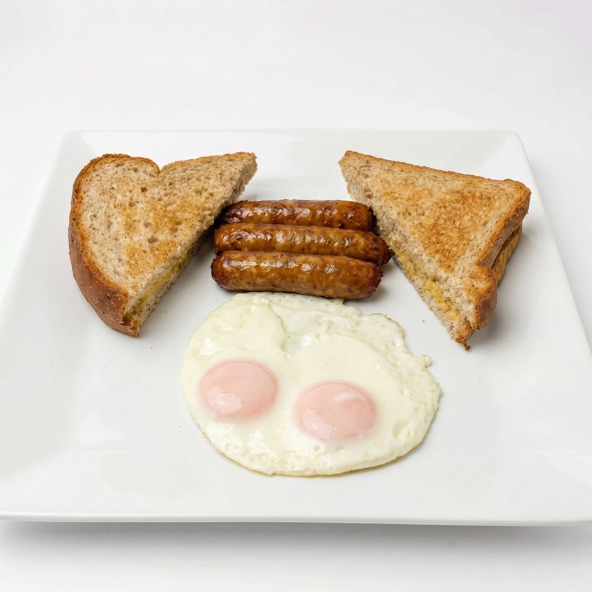 #8 2 Eggs, Meat and Toast.